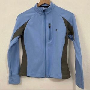 Pearl Izumi Women's S Blue Gray Full Zip High Neck Jacket Cycling Pockets Fitted